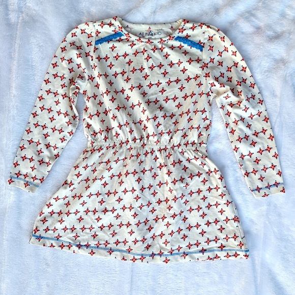 Vintage Blossom Girls’ Long Sleeve Dress – Red Floral Print 4T - Picture 1 of 5